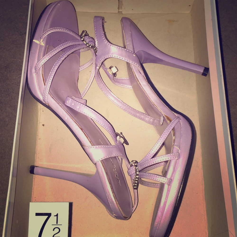 Purple skinny wedge heels
